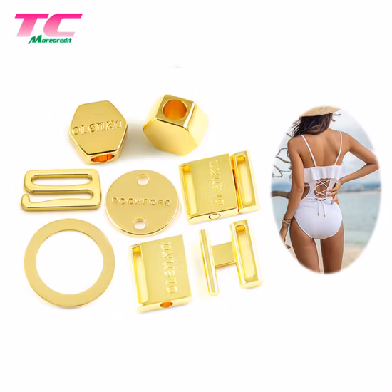 Chiusura in metallo personalizzata di alta qualità, ganci scorrevoli con O-ring, estremità del cavo, accessori in metallo dorato per reggiseno, costume da bagno, abbigliamento da spiaggia, costumi da bagno, abbigliamento, scarpe, mobili
